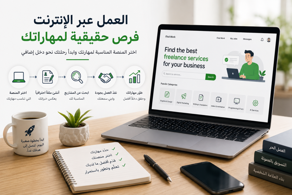 العمل عبر الانترنت فرص حقيقيه لمهاراتك اختر المنصه المناسبه لمهاراتك وابدا رحلتك 