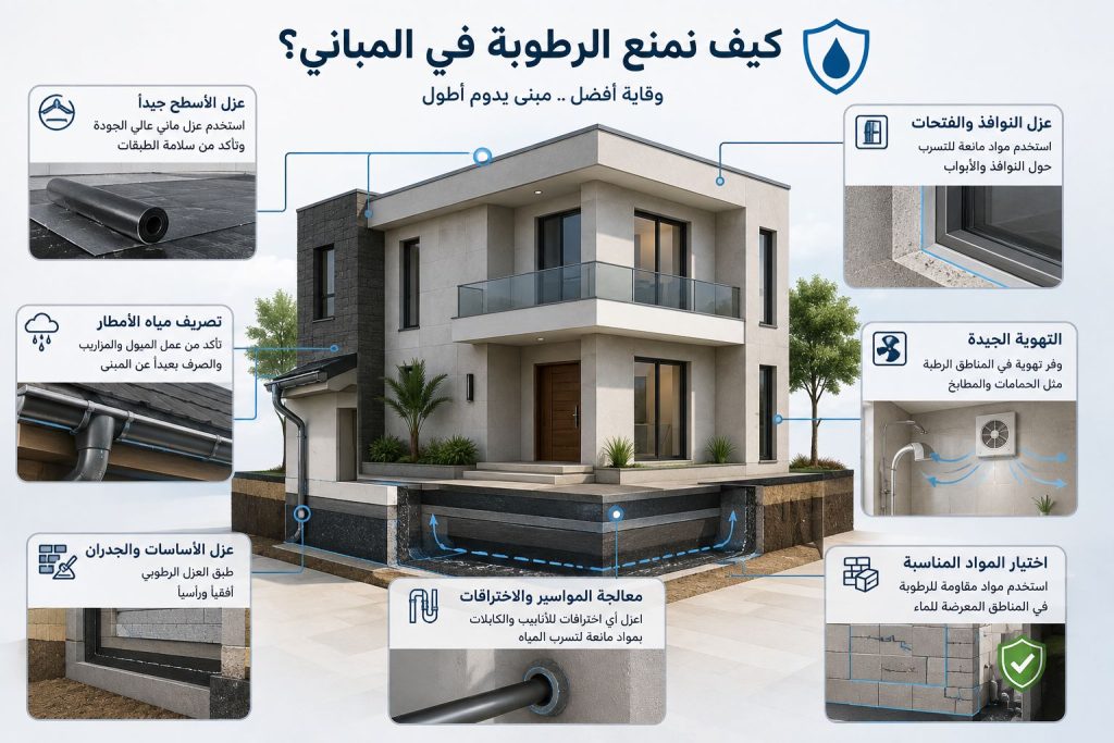 كيفيه الوقايه من الرطوبه في المباني 