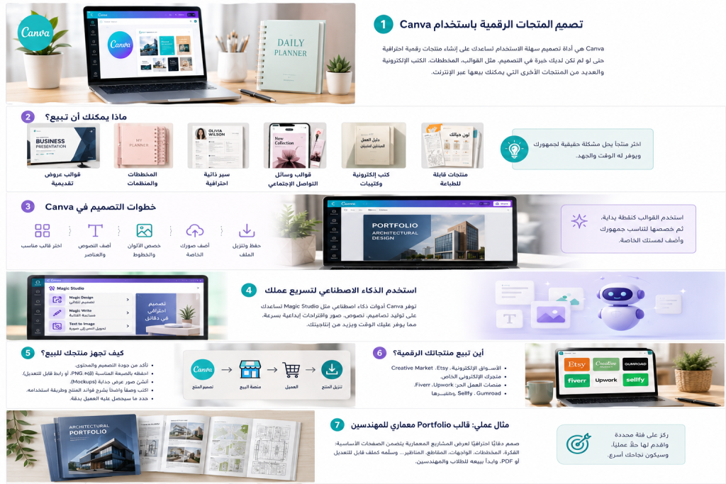 كيف تختار فكره منتج عليها طلب Canva