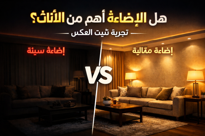 هل الإضاءة أهم من الأثاث؟ مقارنة بصرية تكشف الفرق الحقيقي في التصميم الداخلي