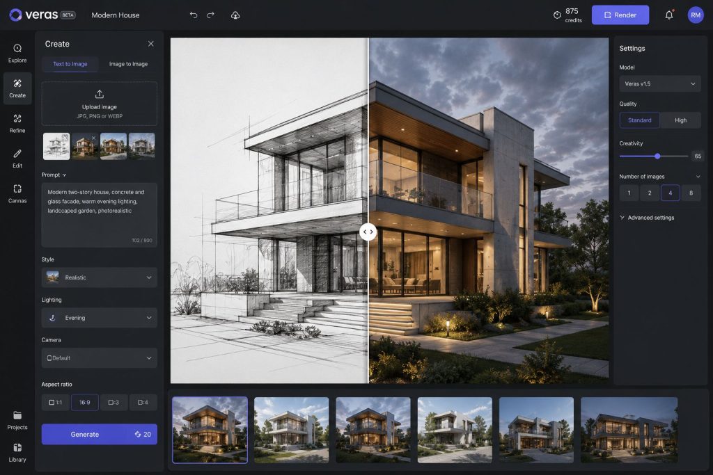 Veras من Chaos هي أداة متخصصة في التصور المعماري بالذكاء الاصطناعي،