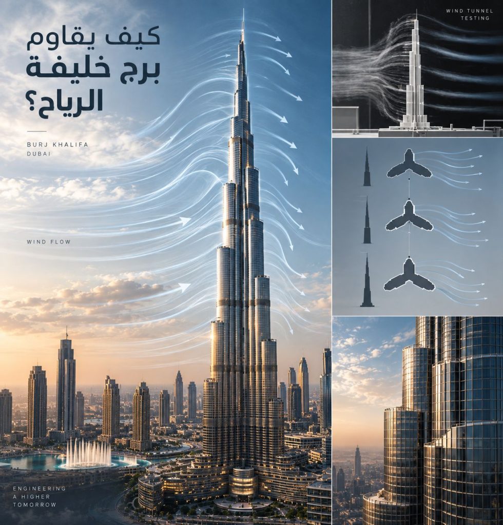 كيف يقاوم برج خليفه الرياح حركة الرياح والتراجعات